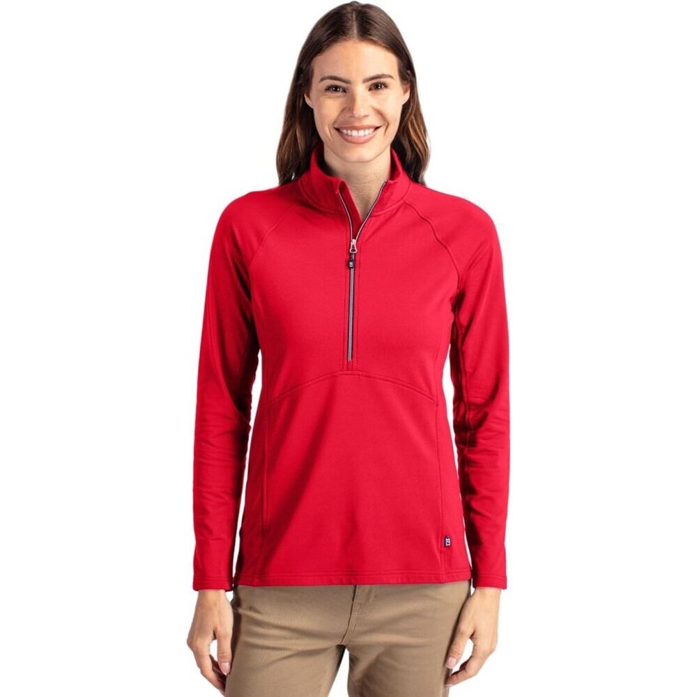 Women's Eco Knit Half Zip Pullover Recycled Polyester Spandex Light Warmth